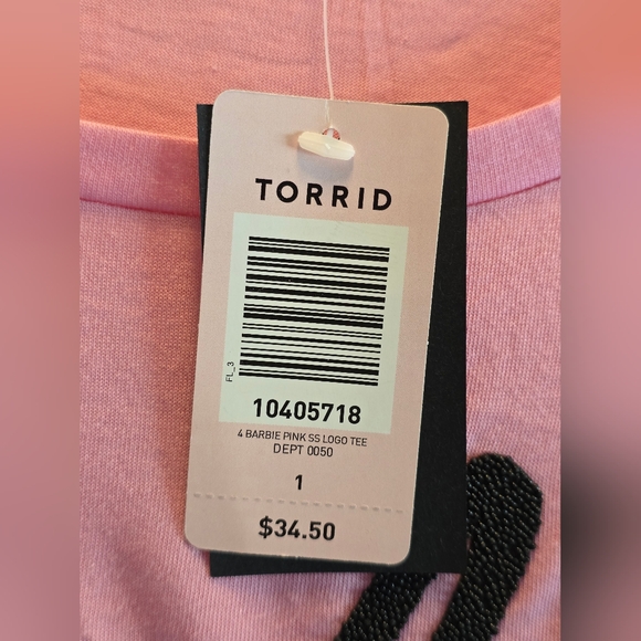 NWT Barbie Logo Short Sleeve Plus Size T-Shirt Pink With Black Lettering. Size 1 - Picture 6 of 11